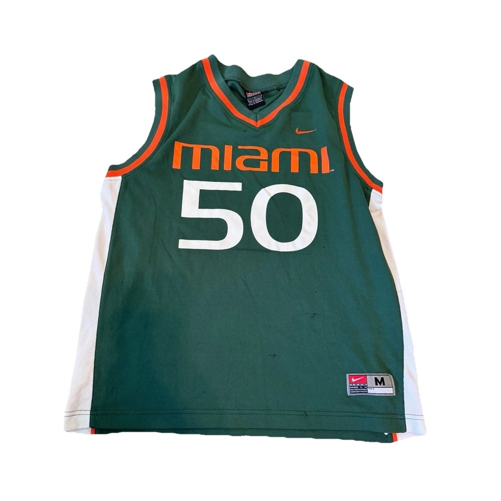 Miami Hurricanes Vintage Nike Basketball NCAA #50 Rare‎ JERSEY SHIRT GREEN